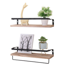 Load image into Gallery viewer, Floating Shelves, Long Wall Shelves (Set of 2) Wall Mounted Shelves With Brackets For Bedroom - Natural Wood
