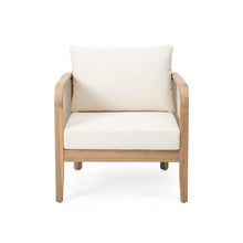 Load image into Gallery viewer, Outdoor Acacia Wood Patio Club Chair, Textilene Patio Furniture, Waterproof Thick Cushion Deep Seating For Porch, Garden, Backyard, Balcony, Weight Capacity 400Lbs, Light Teak - Beige
