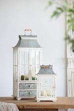 Load image into Gallery viewer, Wooden Candle Lantern Decorative, Hurricane Lantern Holder Decor For Indoor Outdoor, Home Garden Wedding - Ivory
