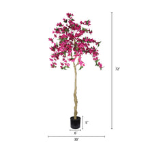 Load image into Gallery viewer, Artificial Bougainvillea Tree, Realistic Faux Potted Plant For Indoor Home Decor - Dark Pink / Green Leaves
