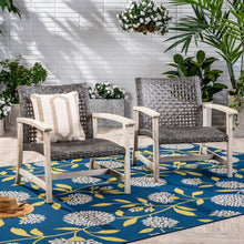 Load image into Gallery viewer, Outdoor Club Chair With Rattan Cover And Acacia Wood Frame - Gray
