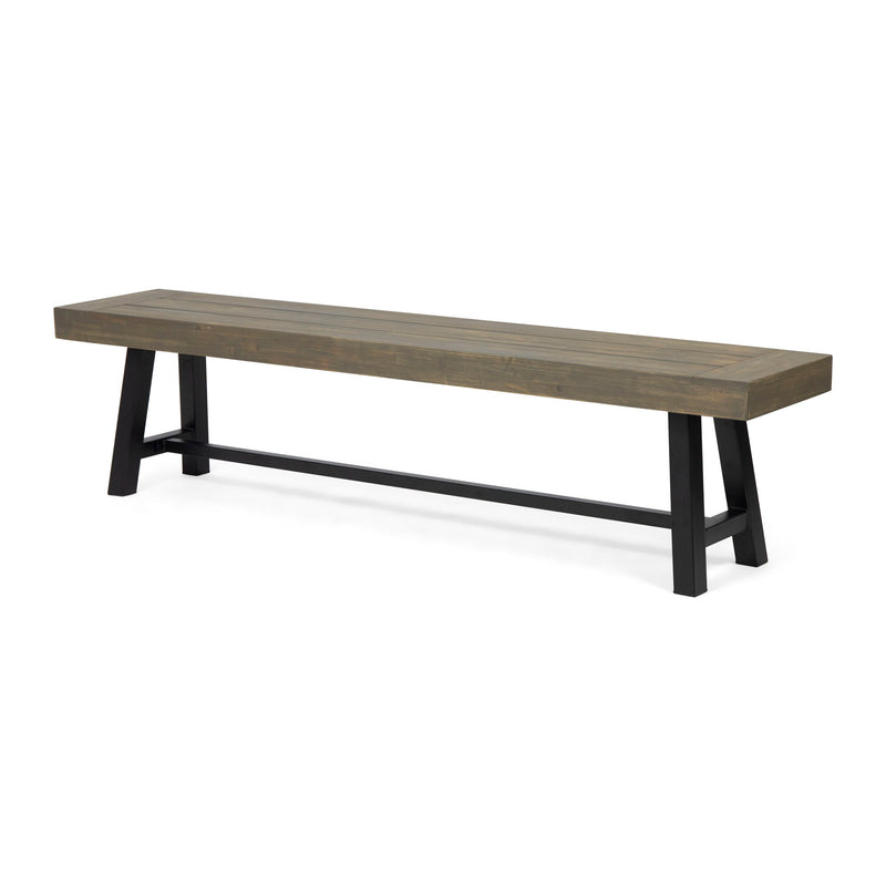 Outdoor Patio Bench - Gray / Black