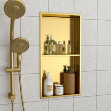Load image into Gallery viewer, Modern Stainless Steel Shower Niche Double Shelf For Bathroom
