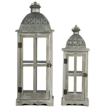 Load image into Gallery viewer, Wooden Candle Lantern Decorative, Hurricane Lantern Holder Decor For Indoor Outdoor, Home Garden Wedding - Gray
