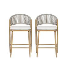 Load image into Gallery viewer, Outdoor 26" Counter Height Metal Frame Counter Stools With Scallop Shaped Backrest &amp; Water Resistant Cushions
