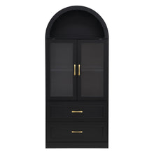 Load image into Gallery viewer, Arched Top Storage Cabinet With Fixed 2 Tier Shelves, 2 Large Drawers
