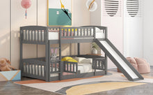 Load image into Gallery viewer, Low Bunk Bed With Slide, Fence And Ladder
