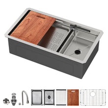 Load image into Gallery viewer, Undermount Stainless Steel Kitchen Sink With Pull Down Faucet &amp; Ledge Workstation
