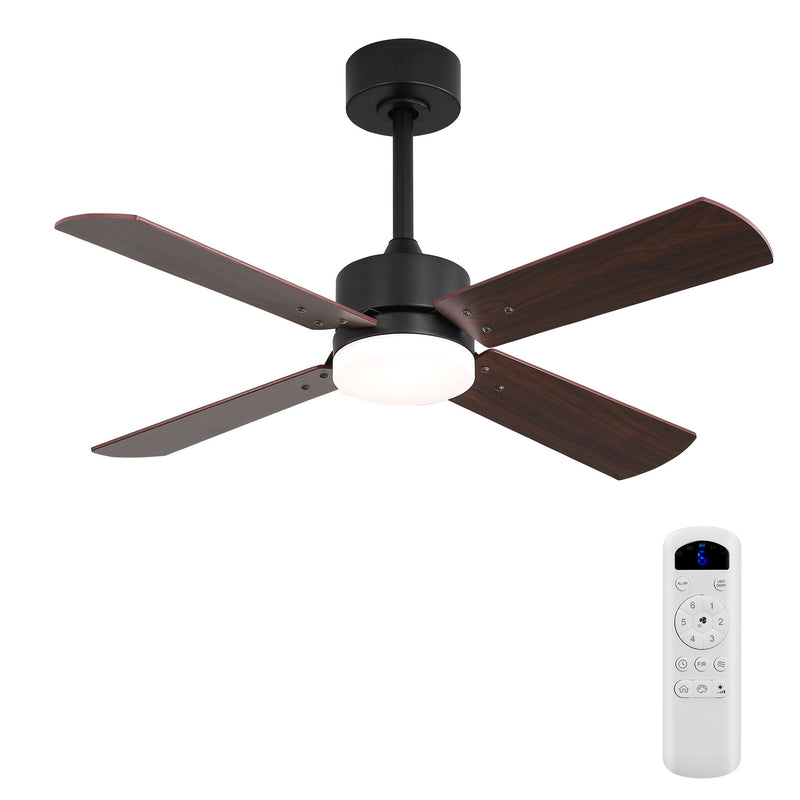 42" Ceiling Fan With Light And Memory Function, DC Reversible Motor, 4 Blades