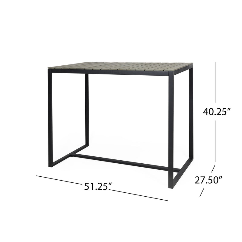 Ernesto - Outdoor Industrial Acacia Wood Bar Table With Metal Frame - Gray / Black