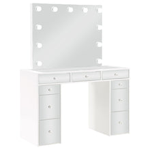 Load image into Gallery viewer, Winona - Makeup Vanity Set With Bulb Lit Mirror And Upholstered Stool - White

