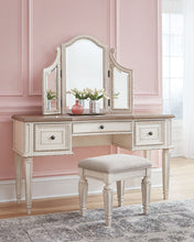 Load image into Gallery viewer, Realyn - Vanity/Mirror/Stool (Set of 3) - White / Brown / Beige
