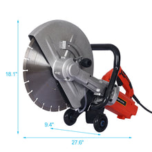 Load image into Gallery viewer, 14" Electric Cut Off Saw Wet / Dry Concrete Saw Cutter With Guide Roller And Water Line Attachment, 3000W - Black / Silver
