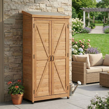 Load image into Gallery viewer, Outdoor Storage Shed With Vertical Tool Cabinet For Backyard
