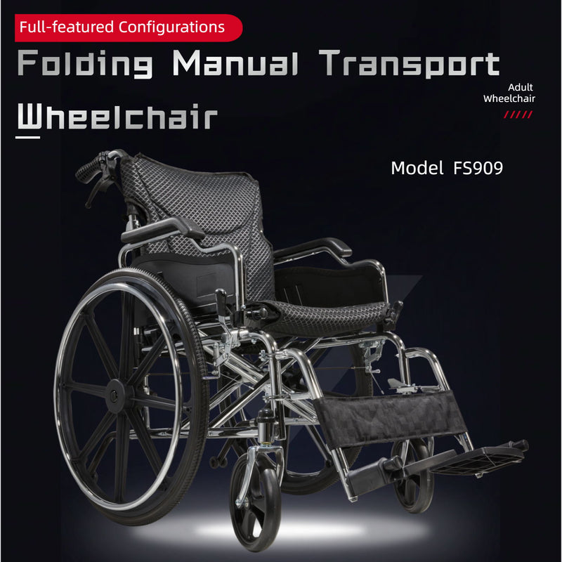 Heavy Duty Manual Wheelchair With Double X Force Support 24" Non Inflatable Tires Foldable Transport Wheelchair With Quick Release Wheels 350Lbs Capacity - Black / Silver