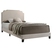 Load image into Gallery viewer, Panel Bed With Nailhead Trim, Upholstered Headboard
