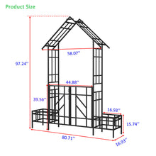 Load image into Gallery viewer, Garden Arch With Gate With Planter, Climbing Plants Support Outdoor - Black
