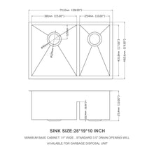 Load image into Gallery viewer, Modern Double Bowl Undermount Sink Design With 10" Deep Basins
