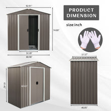 Load image into Gallery viewer, 8Ft x 4Ft Outdoor Metal Storage Shed - Gray
