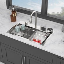 Load image into Gallery viewer, Drop In Waterfall Kitchen Sink With Pull Out Faucet &amp; Cup Washer
