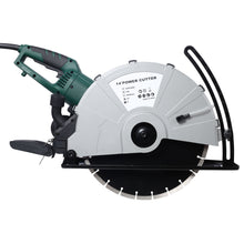 Load image into Gallery viewer, Portable Electric Corded Circular Concrete Saw 14" Wet / Dry Cutter 2600W Green Steel With Water Line &amp; Guide Roller - Green
