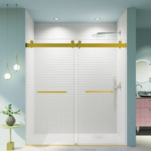 Load image into Gallery viewer, Frameless Double Sliding Soft Close Shower Door, Tempered Glass
