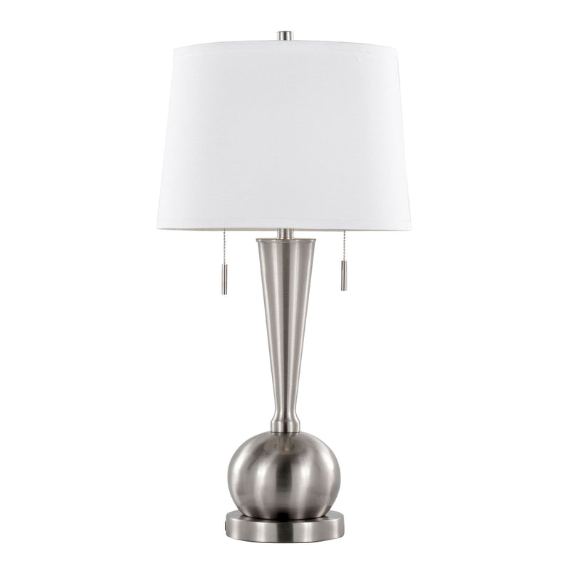Jules - Contemporary Table Lamp Built In USB Port (Set of 2) - Brushed Nickel