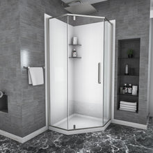 Load image into Gallery viewer, Semi Frameless Neo Angle Hinged Shower Enclosure With Clear Tempered Glass - Brushed Nickel
