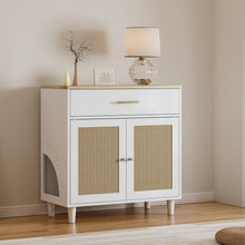 Load image into Gallery viewer, Cat Litter Box Enclosure With Scratch Pad, Hidden Litter Box Furniture, Wooden Pet House Sideboard, Storage Cabinet, Fit Most Cat And Litter Box, For Living Room Bedroom Office - White / Light Brown
