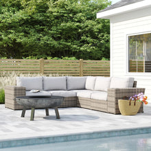 Load image into Gallery viewer, Wide Outdoor Wicker Patio Sectional With Cushions &amp; Reversible Design - Gray
