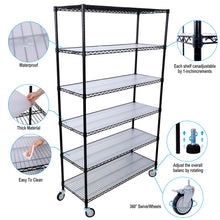 Load image into Gallery viewer, 6 Tier 6000Lbs Capacity Nsf Metal Shelf Wire Shelving Unit, Heavy Duty Adjustable Storage Rack With Wheels &amp; Shelf Liners For Commercial Grade Utility Steel Storage Rack
