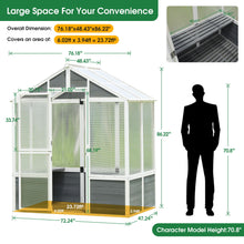 Load image into Gallery viewer, Greenhouse, Wooden Greenhouse Polycarbonate Garden Shed For Plants, Walk-In Outdoor Plant Gardening Greenhouse For Patio Backyard Lawn, Grow House With Front Entry Door - White / Gray
