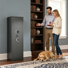 Load image into Gallery viewer, Rifle Safe, Biometric &amp; Keypad Lock, Adjustable Gun Racks With Built In Alarm System

