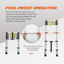 Load image into Gallery viewer, Telescopic Extension Ladder, Folding Portable Multi Purpose For Indoor Outdoor Work - Black
