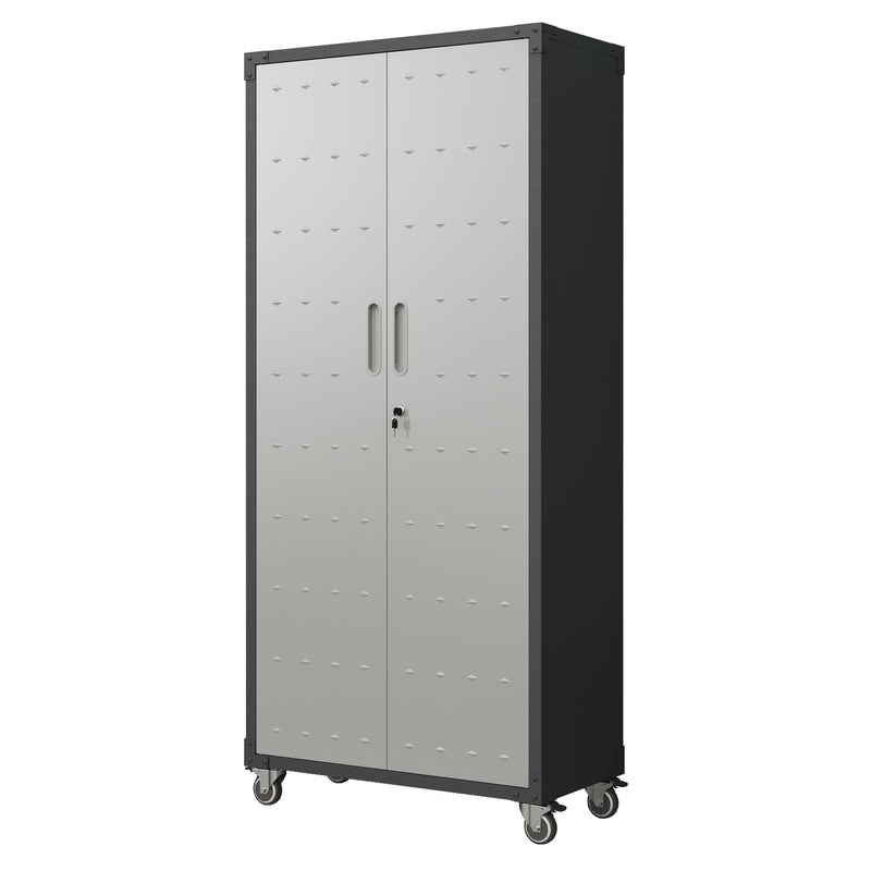 Metal Garage Storage Cabinet With Wheels Heavy Duty Tool Storage Cabinet - Black / Gray