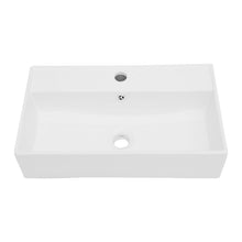 Load image into Gallery viewer, Modern Ceramic Rectangular Wall Mounted Bathroom Sink With Faucet Hole &amp; Overflow
