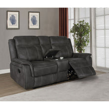 Load image into Gallery viewer, Franklin - Upholstered Padded Arm Reclining Loveseat With Center Console - Charcoal
