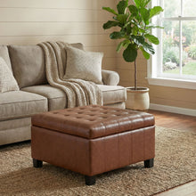 Load image into Gallery viewer, Square Tufted Indoor Ottoman With Lift-Top Storage
