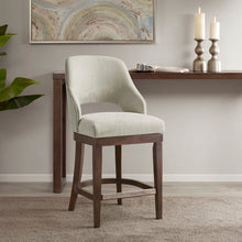 Load image into Gallery viewer, Counter Stool With Swivel Seat, Upholstery And Solid Wood Legs - Cream
