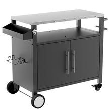 Load image into Gallery viewer, Outdoor Grill Cart With Storage, Rolling Bar Cart With Hooks And Spice Rack Stainless Steel
