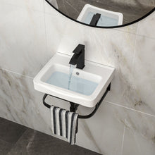 Load image into Gallery viewer, Wall Mounted Bathroom Sink With Towel Bar &amp; Overflow - White / Black
