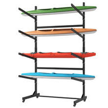 Load image into Gallery viewer, Freestanding Kayak Storage Rack With Lockable Wheels For Kayak, Canoe, Sup &amp; Surfboard
