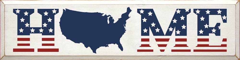 SAWDUST CITY - HOME-USA Stars and Stripes Patriotic Wood Sign (Two Colors)