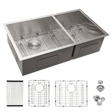 Load image into Gallery viewer, Modern Double Bowl Undermount Kitchen Sink 50 / 50 Design Stainless Steel
