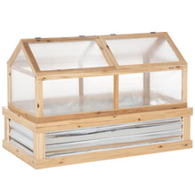 Load image into Gallery viewer, Outsunny - Raised Garden Bed With Polycarbonate Greenhouse, Wooden Garden Cold Frame Greenhouse, Flower Planter Protection, 48" x 24" x 32" - Natural
