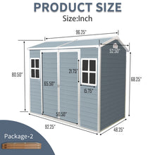 Load image into Gallery viewer, Resin Outdoor Storage Shed With Two - Window And Double - Door, Plastic Shed With Floor For Gargen, Patio, Yard, Lawn
