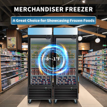 Load image into Gallery viewer, Glass Door Merchandiser Freezer Swing Door Commercial Reach-In Display Freezers With LED Top Panel Upright Freeze Storage
