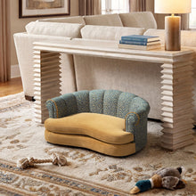 Load image into Gallery viewer, Halle - Rolled Arm Dog Sofa Bed - Gold / Blue
