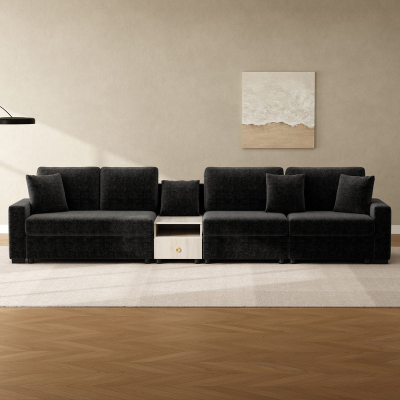 Modular Sofa Couch With Storage Armrest And Center Console