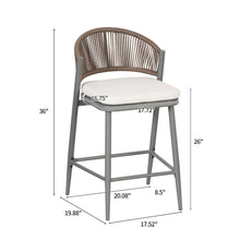 Load image into Gallery viewer, Outdoor 26" Counter Height Metal Frame Counter Stools With Scallop Shaped Backrest &amp; Water Resistant Cushions
